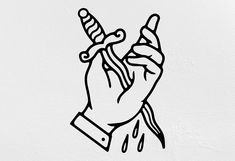 a black and white drawing of a hand holding a toothbrush