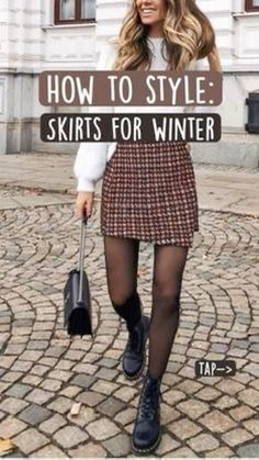 Style A Skirt In Winter, Winter Outfits Cold Skirts, Winter Outfits Skirts Tights, Fall Sweaters With Skirts, Styling Short Skirts For Winter, Short Skirts With Tights Outfits, Cute Outfits With Skirts For Winter, Outfit Ideas With Skirts Winter, A Line Mini Skirt Outfits Winter