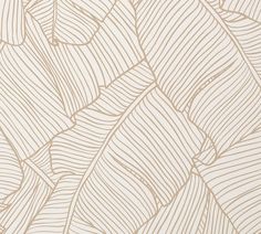 a beige and white wallpaper with leaves on it's sides, as well as lines