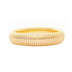 18K Gold Clad Slide On Bangle Bracelet with Polished Finish and a touch of Stretch Measures .5" Thick, 2.5" diameter Linking Rings, Ring Sale, Statement Bracelet, Earring Sale, Slide On, Cuff Bangles, Bangle Bracelet, Cuff Bracelets, Bangle Bracelets