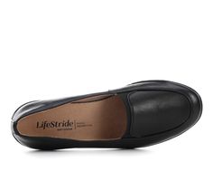 Get the perfect fit every time you wear this easy women’s slip-on with a built-in stretch strap for extra comfort. Faux leather upper with a round toe, slip-on fit, built-in stretch strap, and contoured outsole. Linings crafted from partially recycled materials. Soft System® comfort package provides all-day support, flex, and cushioning. Get next-level comfort with Velocity 2.0®, featuring luxe linings, superior cushioning, and a premium insole with shock absorption & pressure distribution. Trac Everyday Plain Toe Slip-ons, Classic Black Slip-ons With Arch Support, Stretch Strap, 4 Inch Heels, Loafers For Women, Recycled Materials, Leather Upper, Built In, Perfect Fit