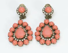 Kenneth Jay Lane Earrings. Vintage 1960’s Kenneth Jay Lane earrings in very good condition. Collectors item!Approximate Measurements: Length 2.3”, Width 1.2” Mid-century Clip-on Earrings For Party, Mid-century Clip-on Earrings, Retro Earrings For Evening, Coral Drop Earrings, Coral Crystal, Huge Crystal, Crystal Dangle Earrings, Drop Dangle Earrings, Vintage Pearls