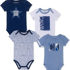 Calvin Klien 4 Pack Trendy Graphic Baby Onsie!! Comfortable Fit With Easy Closure For Quick Changes To Accompany Your Daily Lifestyle!! 60% Cotton 40% Polyester Size 0-3 Months *This Set Was Never Worn And Gently Washed Once With Baby Detergent. My Little One Grew Too Fast And Never Got The Chance To Wear Them* Any Questions Please Ask Baby Onsie, Baby Detergent, Calvin Klein One, Calvin Klien, Klein Blue, 3 Months, Little One, Calvin Klein, Blue White