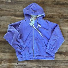 New With Tags. Size Medium. Fits Like A M/L. Pockets. Zipper. Sherpa Lined Hood. Medium Weight Corduroy Jacket. New From Boutique. Gorgeous Lavender Color!!! Cozy Outerwear With Drawstring Hood For Spring, Purple Outerwear With Drawstring Hood For Fall, Purple Outerwear With Drawstring Hood For Streetwear, Casual Purple Outerwear With Drawstring Hood, Casual Purple Hooded Jacket For Winter, Purple Hoodie For Spring, Casual Purple Outerwear With Adjustable Hood, Purple Fall Outerwear With Drawstring Hood, Purple Drawstring Hood Outerwear For Streetwear