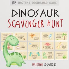 the dinosaur scavenger hunt game with instructions for children to learn how to use it