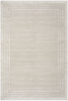 a white rug with stripes on it