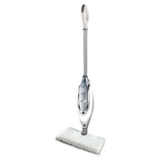 a close up of a steam mop on a white surface with a micro towel