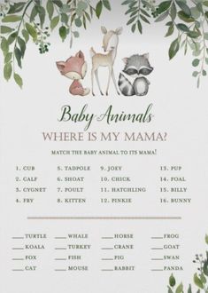 a baby shower sign with animals and greenery on the bottom, which reads where is my mama?