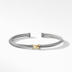 Sterling silver and 18-karat yellow gold • • Cable, 4mm wide Station Bracelet, Women's Bracelets, David Yurman, Cable, Yellow Gold, Bracelet, Sterling Silver, Yellow, Silver