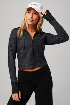 Oasis Cropped Hoodie Fabletics black/black female Activewear >> Womens >> Jackets & Outerwear >> Jackets regular Yoga and Studio 4-Way Stretch/UPF Protection Female Activewear, Womens Jackets, Cute Comfy, Soft Leggings, Comfy Hoodies, Cropped Hoodie, Active Wear For Women, Outerwear Jackets, Oasis