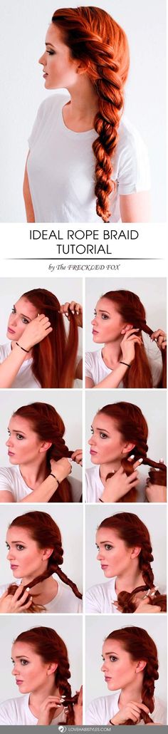 Rope braid is really multi-faceted and it looks special! See variations of impressive rope braid hairstyle. Sanggul Cepol, Rope Braided Hairstyle, Quick Braids, Braided Hair Tutorial, Rope Braid, Medium Long Hair, Hair Tutorials Easy, Penteado Cabelo Curto, Everyday Hairstyles