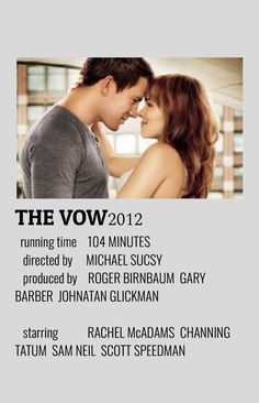 the movie poster for the film the vow