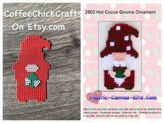 an image of a cross stitch christmas ornament with santa clause on it and a red fire hydrant