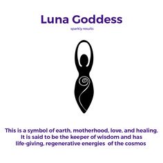 a woman doing yoga with the words luna goddess above her head, and an image of a