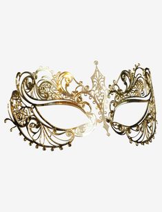 Gold Ginevra authentic venetian mask with the finest metal filigree and completed with thin satin ribbons ready to wear. Manufactured in Venice by the famous venetian masters. Each is made with certified materials, repecting the European Union standards. These glazes are very durable and comfortable in contact with the skin and are water-repellent. Gold Mascarade Mask, Black And Gold Masquerade Dress, Dnd Masquerade, Gold Masquerade Mask, Venetian Carnival Masks, Gold Body Chain, Ball Mask, Gold Mask, Quince Ideas