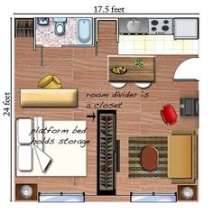 the floor plan for a studio apartment