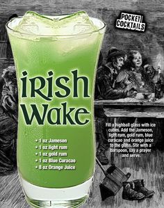 an advertisement for irish wake is shown in black and white, with people sitting around