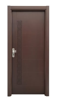 a brown door with a metal handle on it