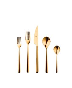 gold flatware set with forks and spoons