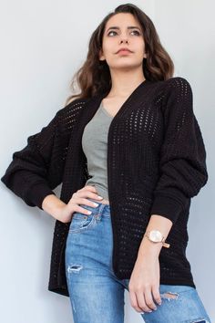 Hand Knitted Cardigan, Crochet Sweater for Women, Open Front Cardigan, Black Crochet Coat, Summer Sw Oversized Pattern, Summer Yarn, Knit Coat, Summer Sweater, Cardigan Crochet, Sweater Cotton, Crochet Coat, Cardigan Knit, Summer Sweaters