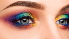 16 Colorful Eyeshadow Looks To Make Your Eyes Pop L’Oréal Paris Color Pop Eyeshadow Looks, Color Pop Eyeshadow, Peacock Eye Makeup, Pastel Eyeshadow, Watercolor Eyes, Waterproof Eyeliner Pencil, Wedding Makeup For Brown Eyes, Make Up Inspiration