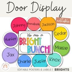 a poster with the words, we are a bright bunch in different colors and sizes