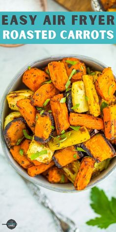 These Air Fryer Carrots are an easy and delicious side dish that is ready in a flash! Perfectly roasted in the air fryer, these simple air-fried carrots are super tasty and so simple to make.