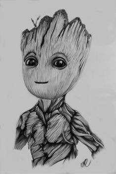 a drawing of baby groote from the avengers movie is shown in this image