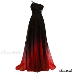 Olivia Mark - Chic One-Shoulder Dress: Stylish, Tailored, Multicolored Gradient Evening Gown Black To Red Ombre, Ombre Gown, Skirt Wedding Dress, Evening Gala, Dress Stylish, Ombre Dress, Red Wedding Dresses, Gala Events, Movie Fashion