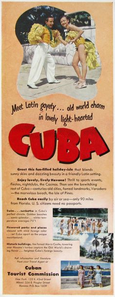 an old advertisement for cuba featuring two women in bathing suits