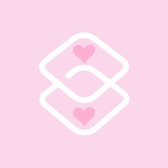 a pink background with two hearts on the bottom and one in the middle, as well as