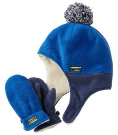 Infants' and Toddlers' Mountain Classic Fleece Hat and Mitten Set | Toddler & Baby at L.L.Bean Blue Mittens, Kids Winter Hats, Girl Beanie, Toddler Winter, Fleece Hat, Childrens Hats, Wool Beanie, Kids Outerwear, Fitted Suit