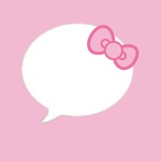 a pink hello kitty wallpaper with a white speech bubble and a pink bow on it