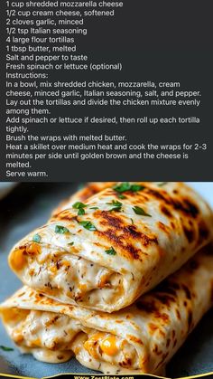 the recipe for chicken quesadilla is shown in an image above it's description