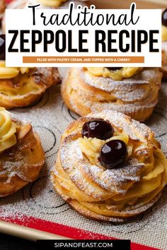 traditional zeppole recipe with olives and powdered sugar