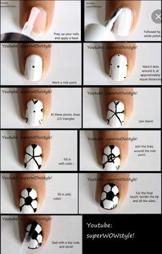 Cute soccer nails Kawaii Nail Art, Nails For Kids, Kawaii Nails, Cute Nail Art, Girls Nails