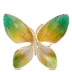 This gorgeous butterfly pin is a perfect combination of vibrant color and exquisitely crafted fine detail. Stunning enamel wings transition from deep green to gold with a depth of texture that speaks to the artistry and vision that makes our Toscano Collection so special. Made with high quality 14K yellow gold, this piece captures the balance and beauty of nature. Butterfly Pin, The Balance, Green Enamel, Gold Collection, Deep Green, Enamel Pin, Types Of Metal, Jewelry Shop, Gold Metal