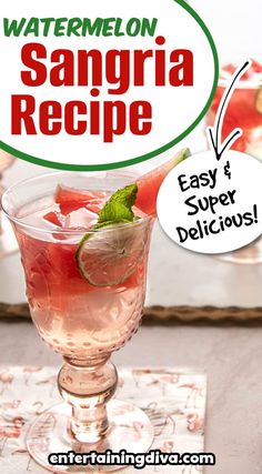 Watermelon Sangria (With Fresh Watermelon) | Sangria Recipes Best Sangria Recipe, Sangria Punch, Watermelon Sangria, Easy Sangria Recipes, 4th Of July Cocktails, Yummy Summer Cocktails, Apple Sangria, Frozen Watermelon, Jello Shot