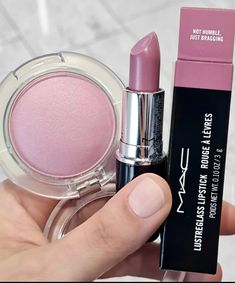 Lilac Lipstick Makeup Look, Mac Totally Synced, Lilac Blush Makeup, Purple Blush Makeup, Baby Doll Makeup, Lavender Lipstick, Lilac Lipstick, Soft Summer Makeup, Makeup Finds