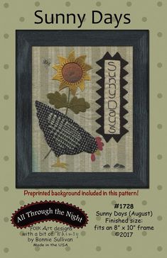 an advertisement for the sunny days quilt pattern is shown in front of a green background