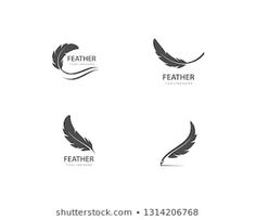 four different logos with feathers on them