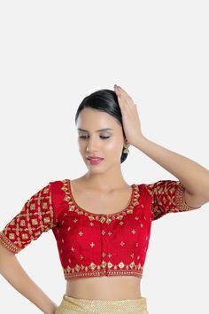 Product Features: Color: Red Fabric: Silk Work: Embroidered Sleeve Length: Elbow Sleeves Incloser: Front open Padded / Non Padded : Dry Clean Wash Care : Dry Clean Occasion : Festivewear, Partywear, Wedding Guest Product Type : Blouse Disclaimer: There will be slight difference in digital to actual image Saree Blouses Online, Raw Silk Fabric, Color Blouse, Readymade Saree, Salwar Kamiz, Silk Saree Blouse, Dupion Silk, Wear Red, Readymade Blouse