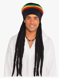 This costume accessory includes a synthetic Jamaican Rasta style long black wig with dreadlocks attached to a tam - a multi-colored crocheted hat. Perfect for cosplay, Halloween, parties, theatrical productions, Bob Marley and other rock stars, school projects, music festivals, concerts and more! One size fits most teens and adults. Other costumes and accessories are sold separately on our page – subject to availability. Faux Dreadlocks, Soldier Costume, Dreadlock Wig, Mardi Gras Costumes, Mardi Gras Parade, Halloween Costume Shop, Halloween Costume Accessories, Toddler Costumes, Dreadlock Hairstyles