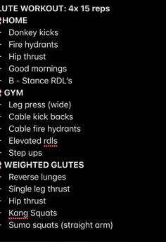 the workout schedule is displayed in this screenshote image, and shows how to use it