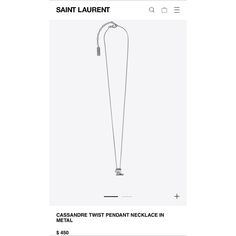 100% Authentic New With Box Metal Type: Silver-Tone Metal Marks: Designer Signature, Paris Signature: Saint Laurent Paris Total Item Weight (G): 5.7 Collateral: Tag Length: 27.75" Maximum Length: 29.75" Ornament-Length: .5" Ornament Width: .5" Ysl Chain Necklace, Saint Laurent Jewelry, G 5, Saint Laurent Paris, Types Of Metal, Womens Jewelry Necklace, Saint Laurent, Silver Tone, Jewelry Necklaces