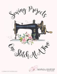 a sewing machine with the words sewing projects one stitch at a time written on it