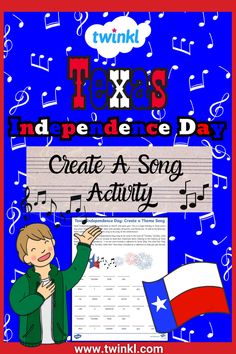 Texas Independence Day: Create A Song Activity Texas Independence Day, Independence Day Activities, Music Teaching Resources, Famous Musicians, Activity For Kids, Twinkle Twinkle Little Star, Activity Pack, Teaching Music, Important Facts