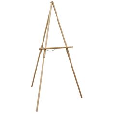 a wooden easel with two legs and a handle on the bottom, in front of a white background