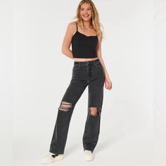 Washed Black Hollister Ultra High Rise Dad Jeans. Brand New With The Tags Attached Dad Jeans, Hollister Jeans, Jeans Color, Jeans Black, High Jeans, Colored Jeans, Hollister, Black Jeans, Women Jeans