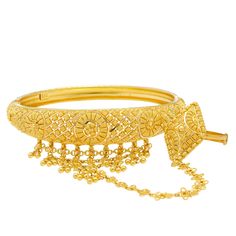 The stylish and sophisticated design of this Indian gold bangle will bring a sense of uniqueness to any look. The gold bangle and ring combination adds an alluring and feminine quality while the beaded filigree work brings a traditional sense of beauty to this exquisite piece of Indian jewelry. Features • 22k yellow gold • Beaded details • Filigree details As a leading supplier of authentic Indian gold jewelry, we are proud to offer a wide variety of exquisite 22k gold bangles, similar to this b Ornate Yellow Gold Bracelet Jewelry, Yellow Gold Bangle With Intricate Design, Yellow Gold Filigree Bracelets For Wedding, Elegant Yellow Gold Bangle For Ceremonial Occasions, Ornate Yellow Gold Bracelets With Intricate Design, Ornate Yellow Gold Bracelet With Intricate Design, Luxury 22k Gold Bracelet Jewelry, Luxury Intricate Bangle Jewelry, Luxury Jewelry Bangle With Intricate Design